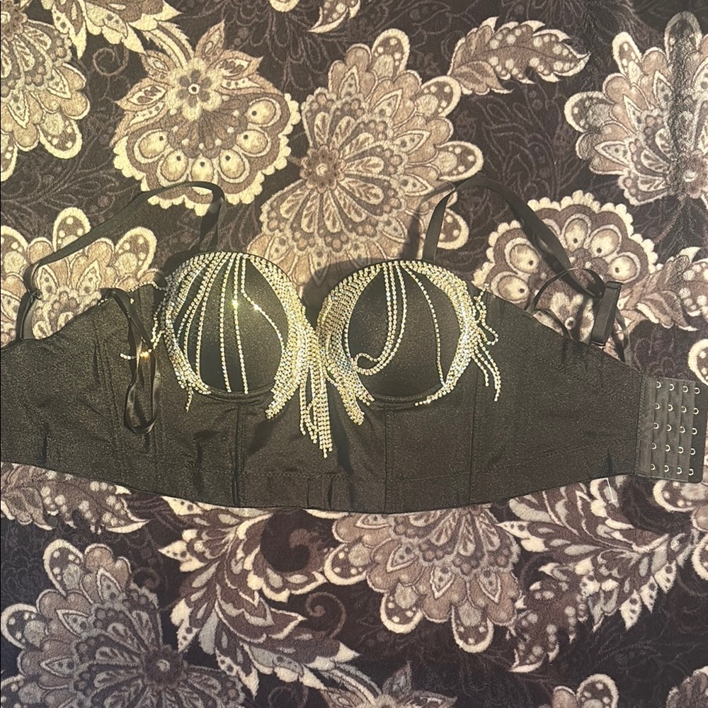 Black and Silver Embellished Women's Corset